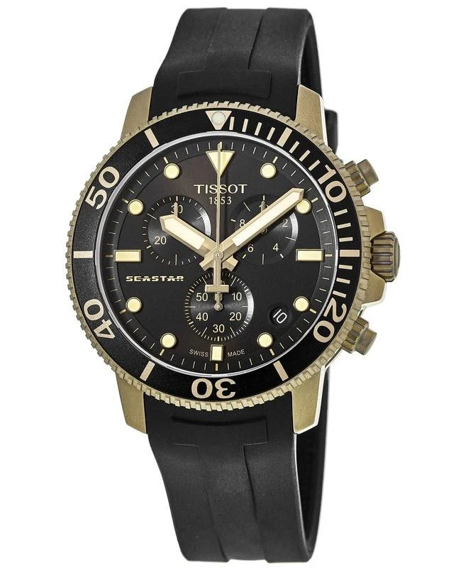 商品Tissot|Tissot Seastar 1000 Chronograph Black Dial Black Rubber Strap Men's Watch T120.417.37.051.01,价格¥3512,第1张图片