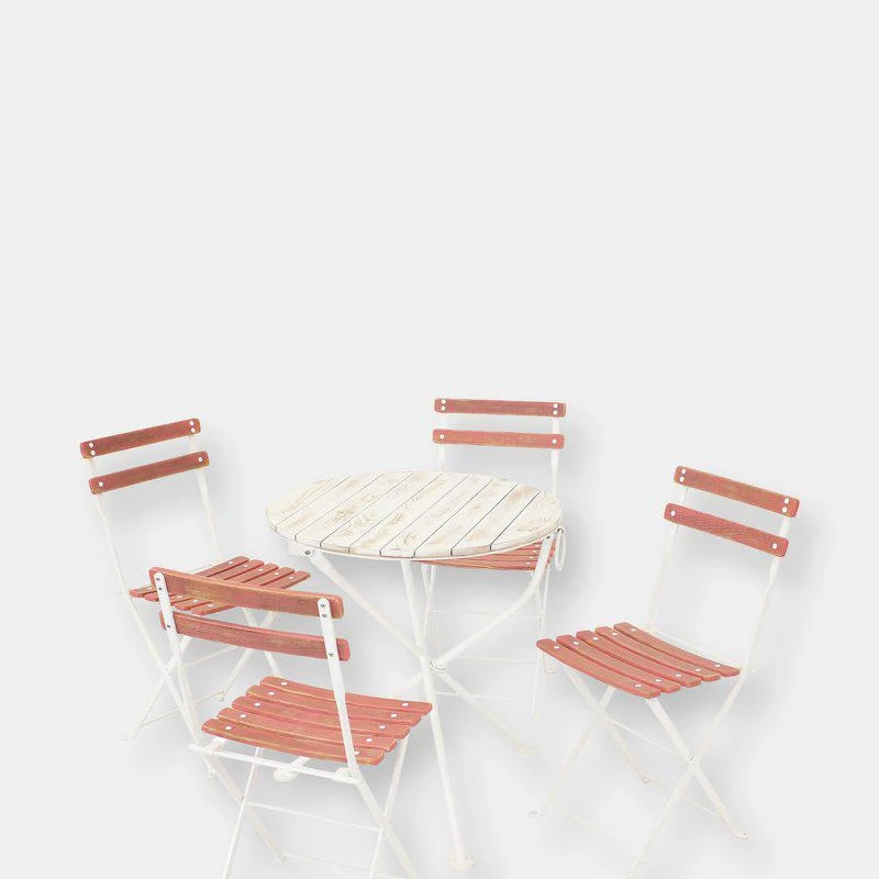 商品Sunnydaze Decor|Sunnydaze Classic Cafe 5pc Chestnut Folding Table and Chair Set,价格¥4407,第1张图片