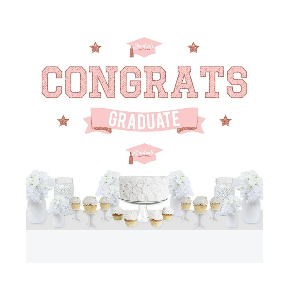 商品Big Dot of Happiness|Rose Gold Grad Peel & Stick Graduation Party Wall Decals Backdrop,价格¥261,第1张图片