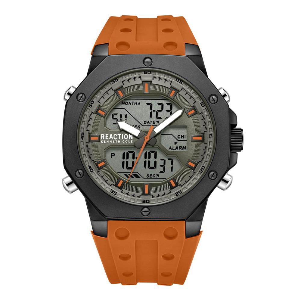 Men's Ana-digi Orange Silicon Strap Watch, 48mm商品第1张图片规格展示