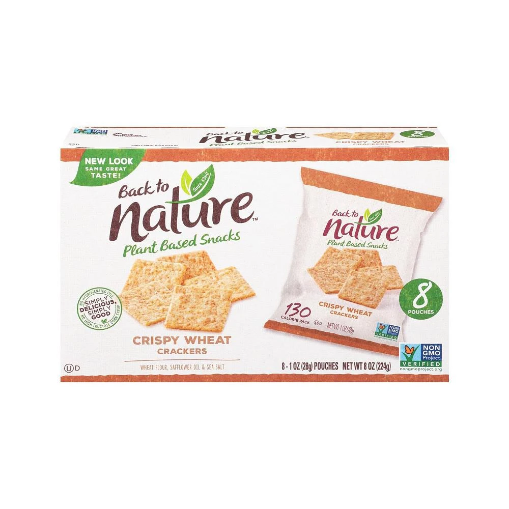 商品Back To Nature|Crispy Wheat Crackers - Safflower Oil and Sea Salt - Case of 4 - 1 oz.,价格¥288,第1张图片
