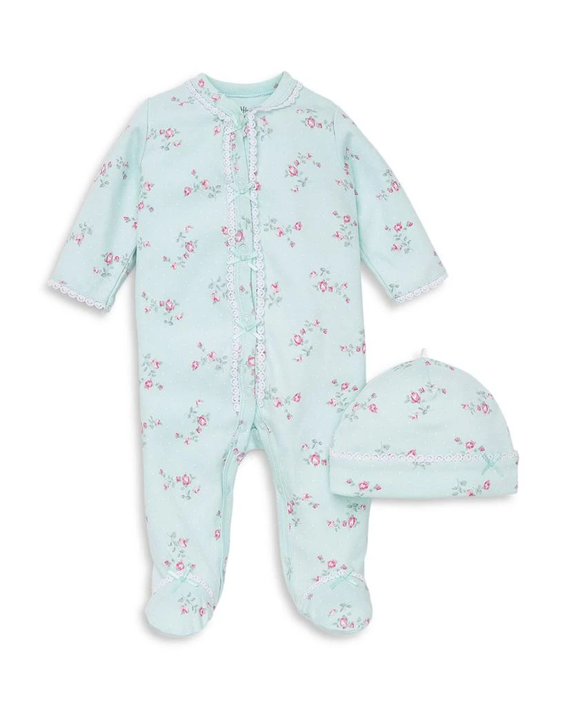 商品Little Me|Girls' Floral Dot Footie & Hat Set - Baby,价格¥110,第1张图片