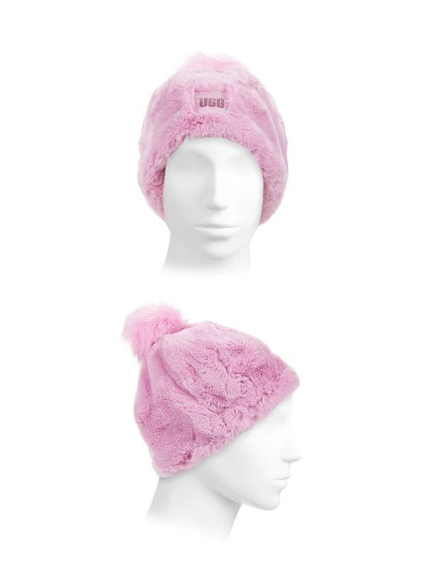 商品UGG|Pom Pom Faux Fur Beanie,价格¥610,第3张图片详细描述