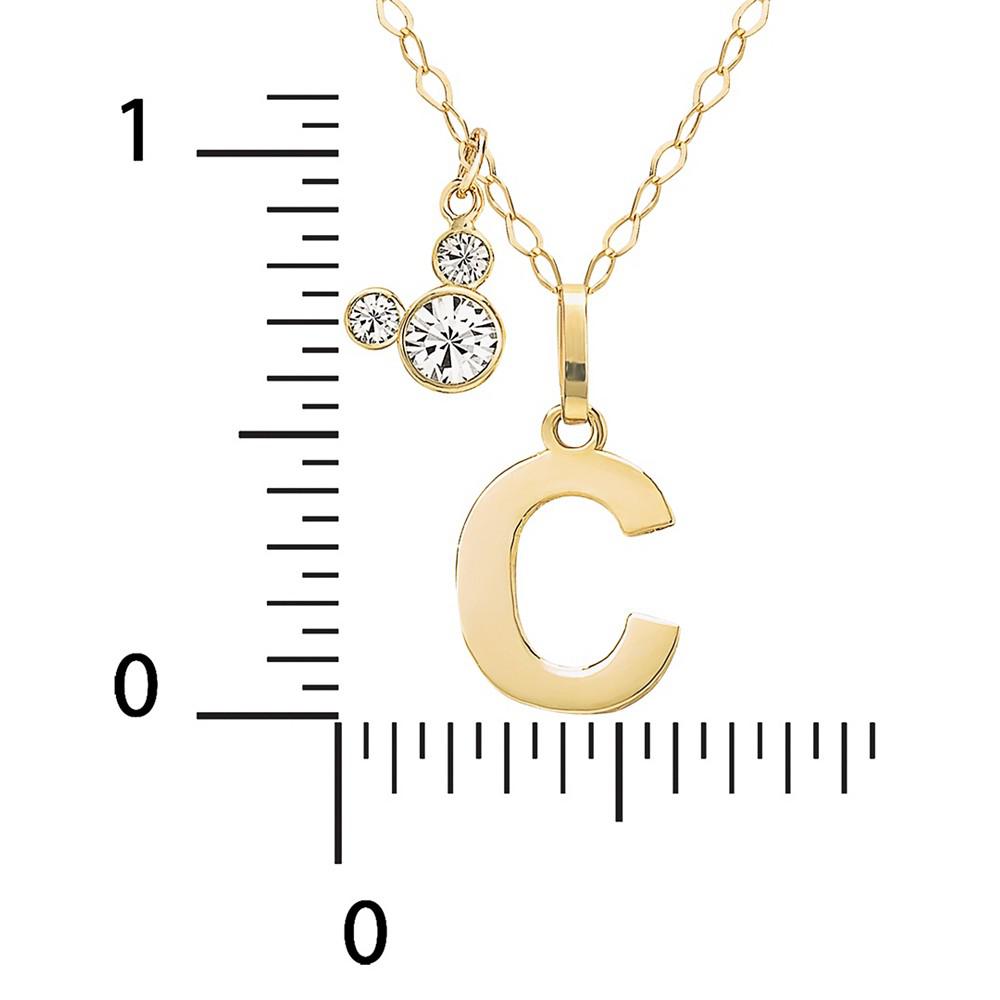 Mickey Mouse Initial Pendant 18" Necklace with Cubic Zirconia in 14k Yellow Gold商品第3张图片规格展示