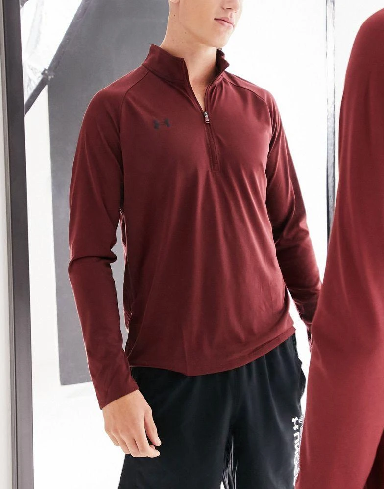 商品Under Armour|Under Armour Training Tech 2.0 1/2 zip top in burgundy,价格¥245,第1张图片