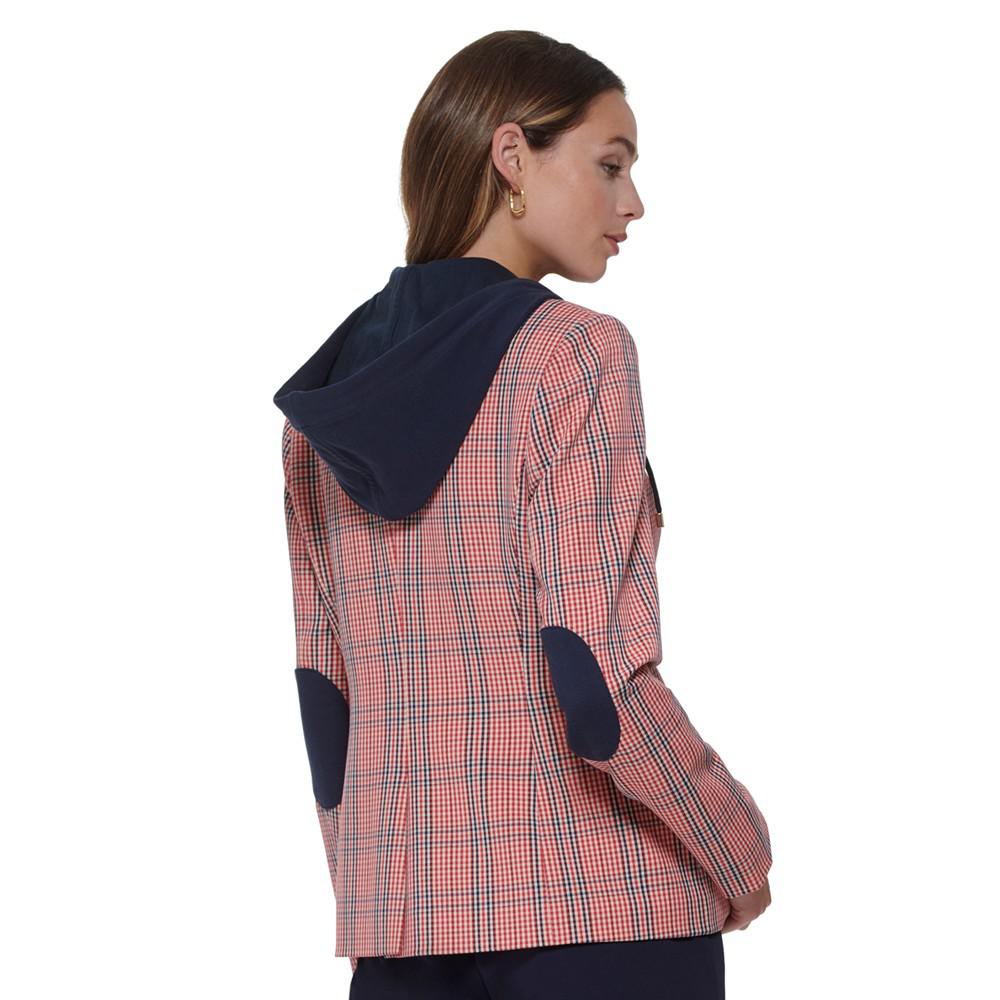 Women's Plaid-Print Hooded Blazer商品第2张图片规格展示