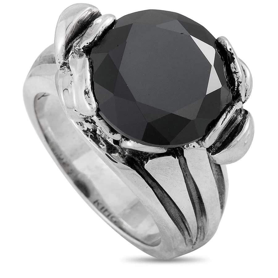 商品King Baby|Silver and Black Cubic Zirconia Floral Pattern Ring,价格¥1114,第1张图片