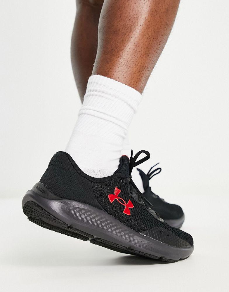 Under Armour Run Charged Pursuit 3 trainers in black商品第4张图片规格展示