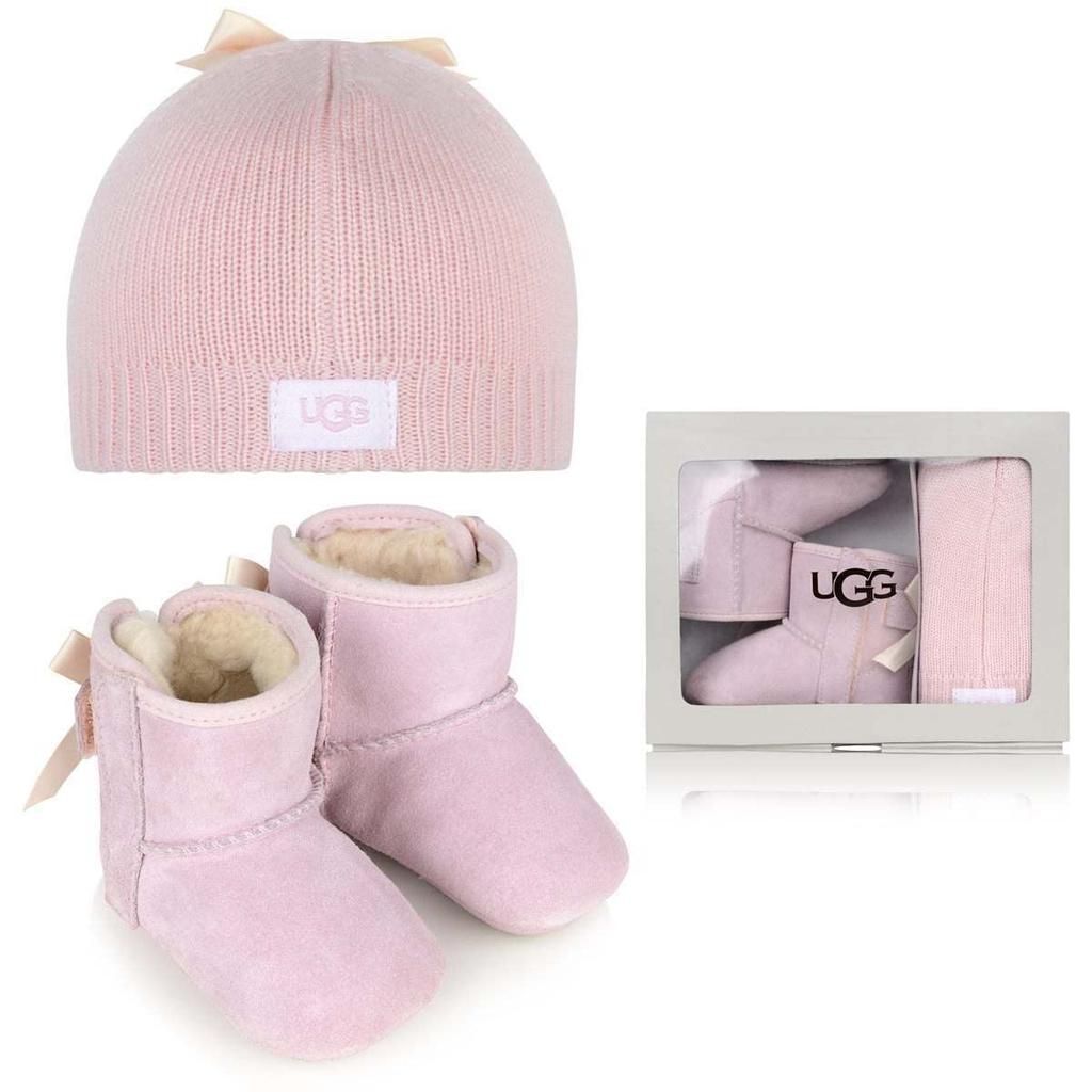 Ugg Pink UGG Jesse Bow Booties & Beanie Hat Gift Set商品第1张图片规格展示