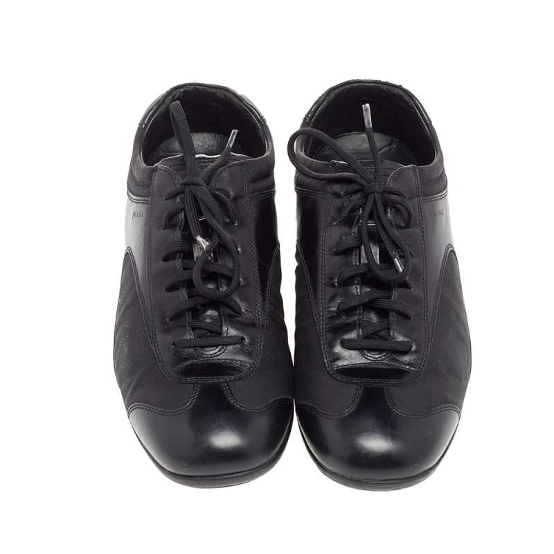 商品[二手商品] Prada|Prada Sport Black Leather And Nylon Low Top Sneakers Size 42,价格¥1864,第3张图片详细描述