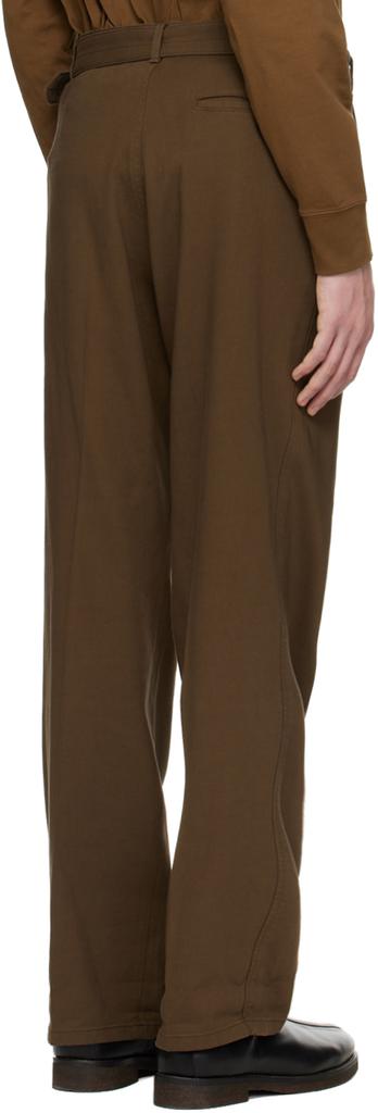棕色 Loose Pleated 长裤商品第3张图片规格展示