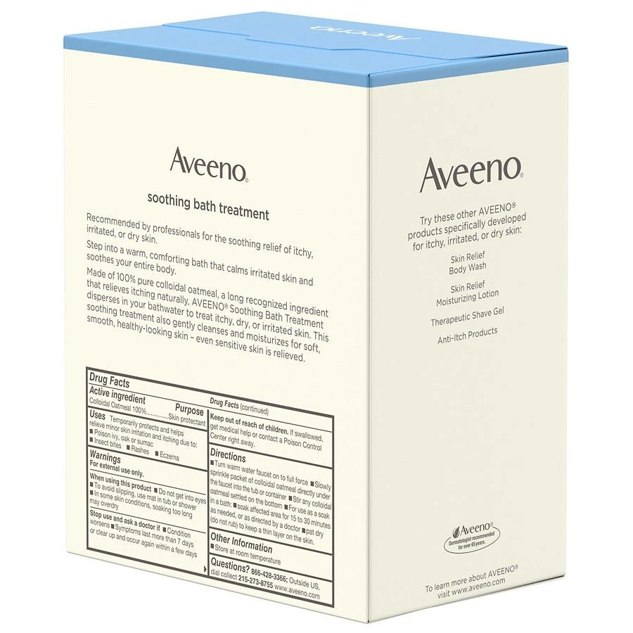 商品Aveeno|Soothing Bath Treatment, Colloidal Oatmeal Skin Protectant Single Use Packets,价格¥76,第2张图片详细描述