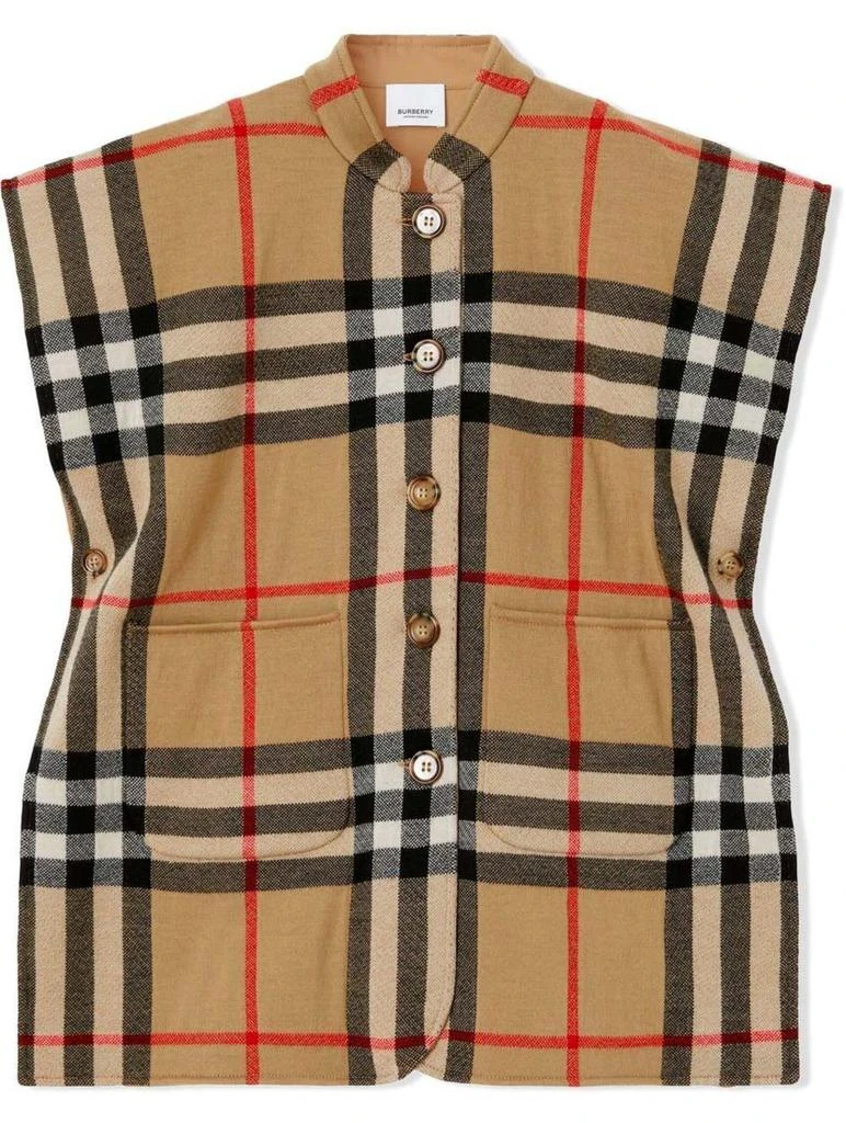 商品Burberry|Reversible vintage check wool jacquard cape,价格¥2188,第1张图片