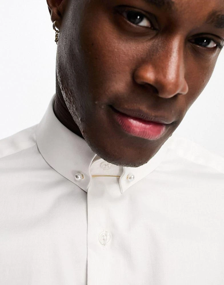 商品ASOS|ASOS DESIGN wedding suit pin with pearl detail in gold tone,价格¥48,第2张图片详细描述