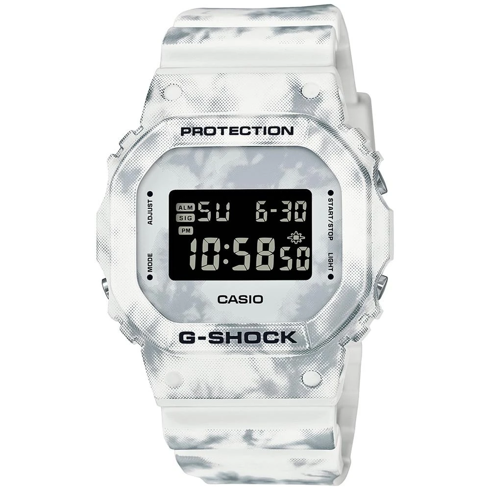 商品G-Shock|Men's Digital White Snow Camouflage Resin Strap Watch 43mm,价格¥723,第1张图片