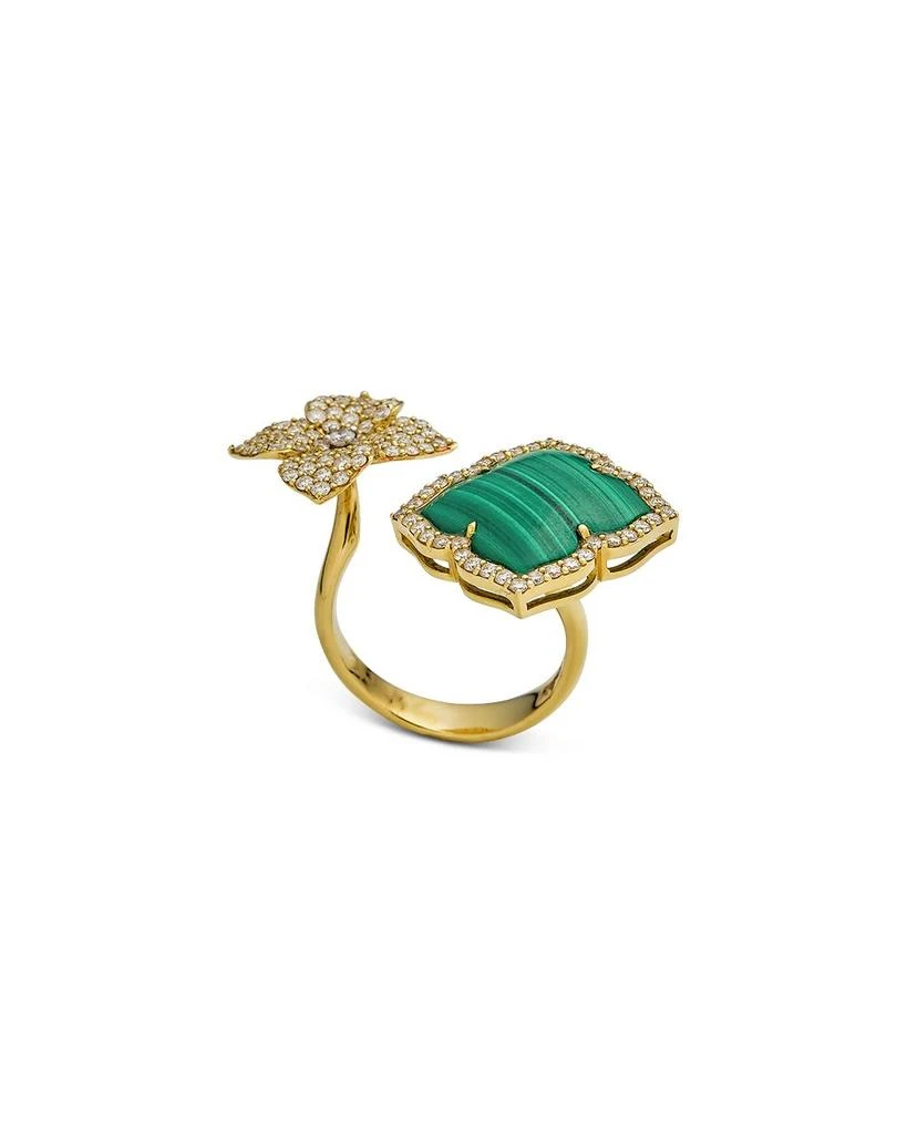 18K Yellow Gold Double Capri Fiore Ring with Malachite and Diamonds 商品