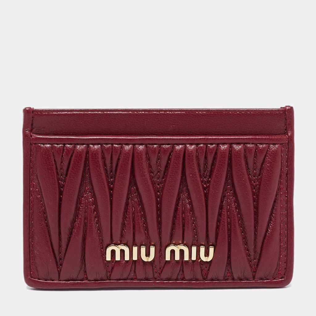 Miu Miu Burgundy Matelassé Leather Card Case商品第1张图片规格展示