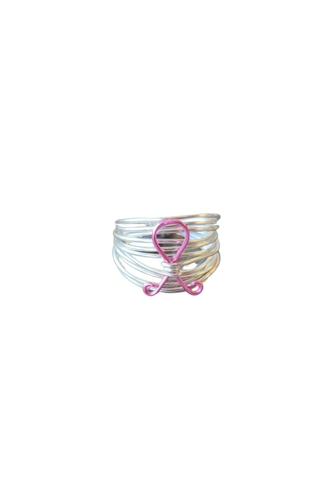 商品A Blonde and Her Bag|Marcia Wire Wrap Ring in Silver with Breast Cancer Ribbon,价格¥210,第1张图片