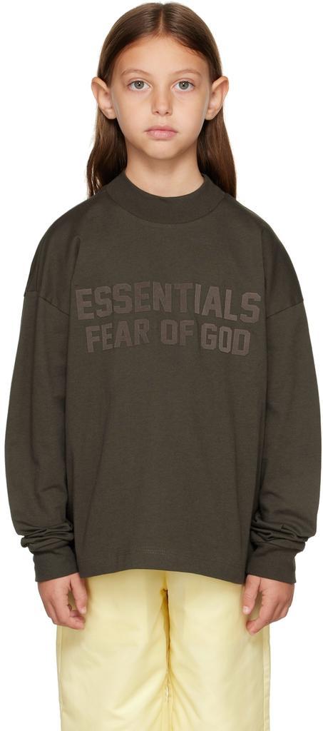 商品Essentials|Kids Gray Logo Long Sleeve T-Shirt,价格¥283,第1张图片