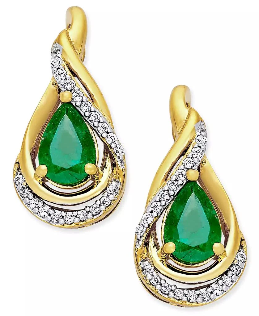 商品Macy's|Sapphire (1-1/10 ct. t.w.) and Diamond (1/10 ct. t.w.) Stud Earrings in 14k Gold (Also Available in Emerald),价格¥3863,第1张图片