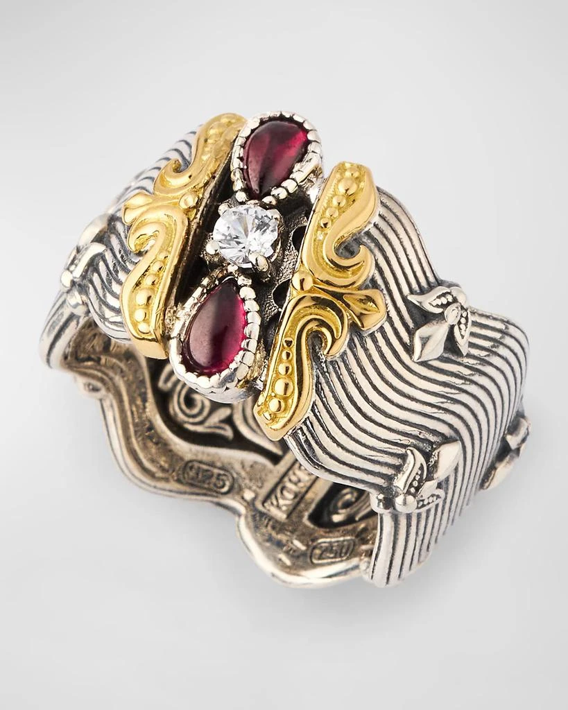 商品Konstantino|Silver and Gold Ring with Rhodolite and White Sapphires,价格¥5170,第3张图片详细描述