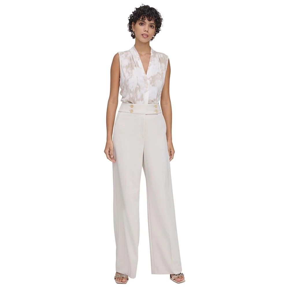 商品Calvin Klein|Women's Buttoned High Rise Wide-Leg Pants,价格¥147,第4张图片详细描述