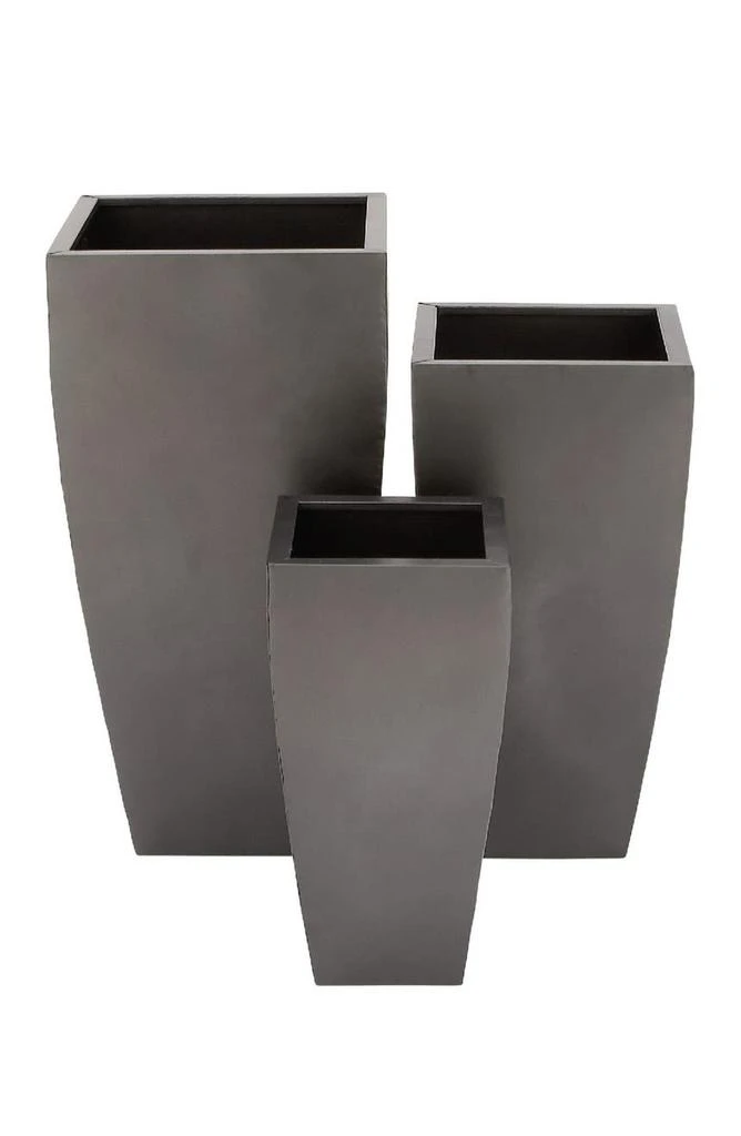 商品WILLOW ROW|Dark Gray Metal Contemporary Planter with Tapered Base and Polished Exterior - Set of 3,价格¥1849,第2张图片详细描述