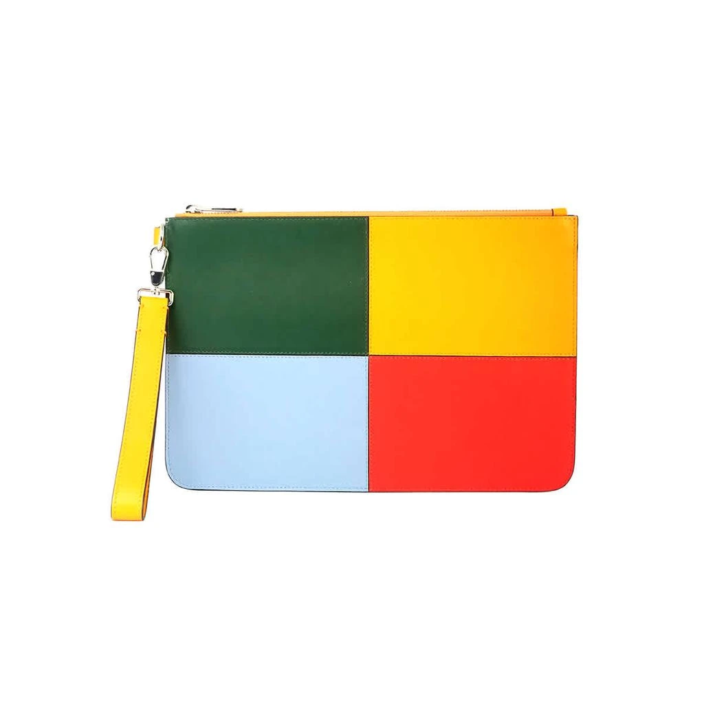 商品Burberry|Burberry Blue / Orange Mens Colorblock Leather Zipper Storage Bag,价格¥1270,第1张图片