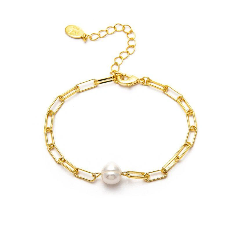 商品Rivka Friedman|Paper Clip Chain + Fresh Water Pearl Accent Bracelet,价格¥529,第1张图片