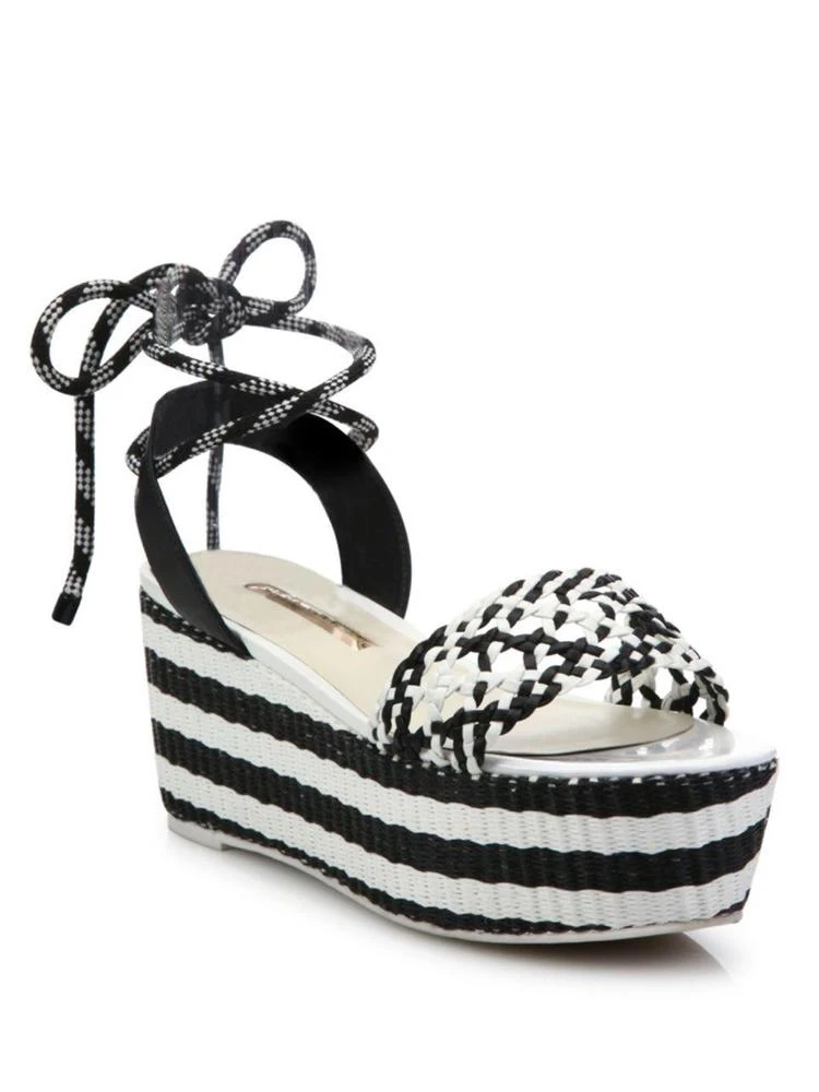 商品Sophia Webster|Naomi Woven Leather Platform Espadrille Ankle-Tie Sandals,价格¥1577,第1张图片