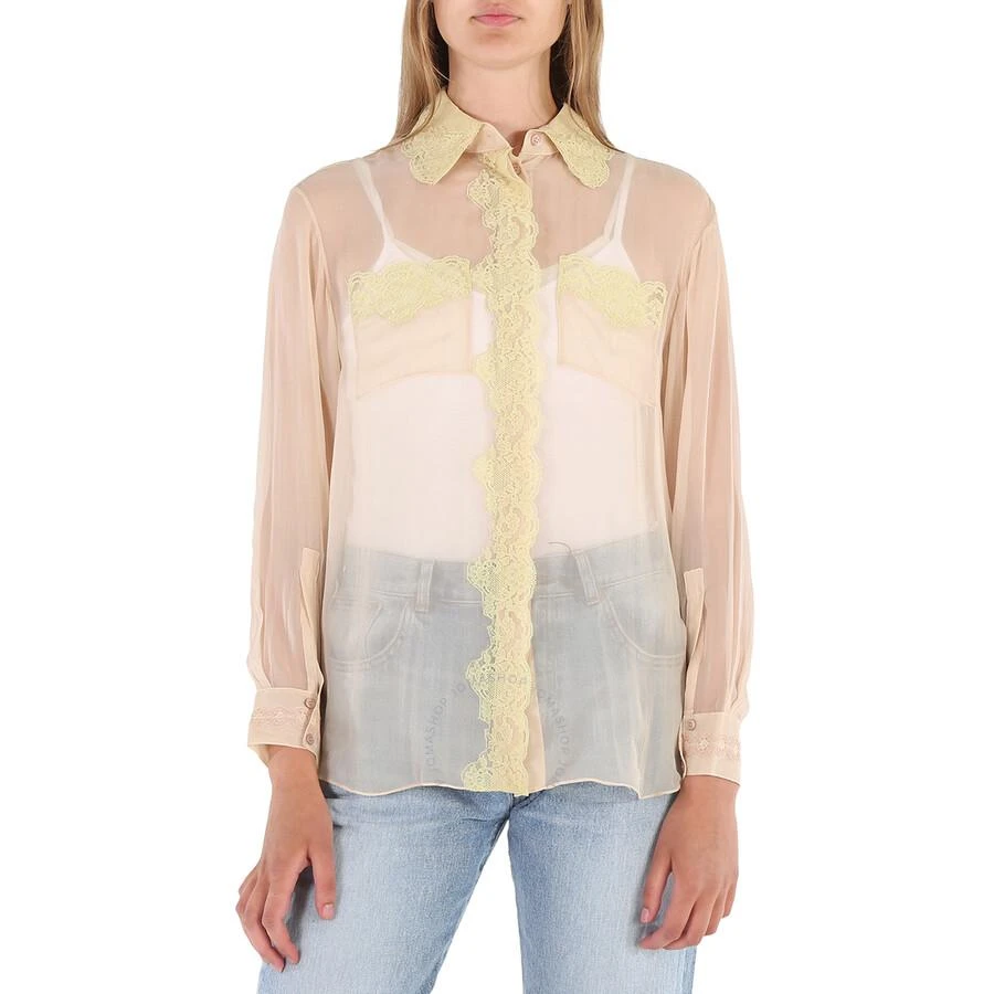 商品Burberry|Ladies Soft Peach Shelly Silk Chiffon Oversized Shirt,价格¥988,第1张图片