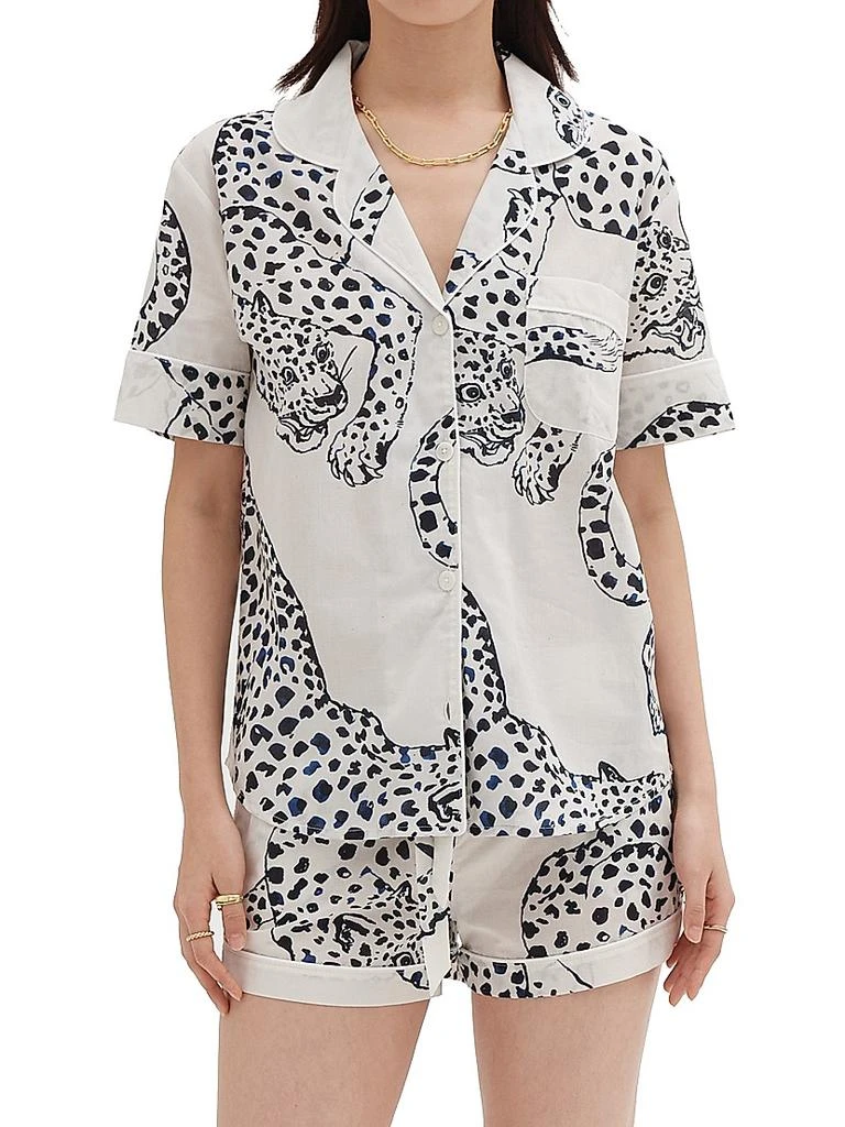 商品Desmond & Dempsey|Jaguar Print Cotton Short Pajama Set,价格¥1438,第2张图片详细描述