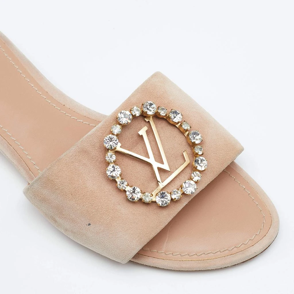 Louis Vuitton Blush Pink Suede Crystal Madeleine Flat Mules Size 37 商品