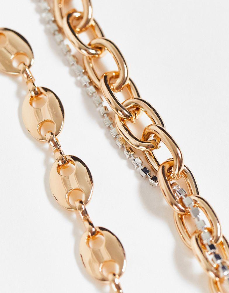 商品Reclaimed Vintage|Reclaimed Vintage inspired multirow with mixed gold chains and fine faux crystal,价格¥71,第5张图片详细描述