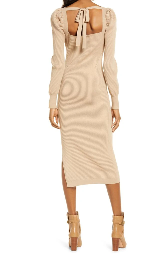 商品Charles Henry|Square Neck Tie Back Puff Long Sleeve Sweater Dress,价格¥183,第2张图片详细描述