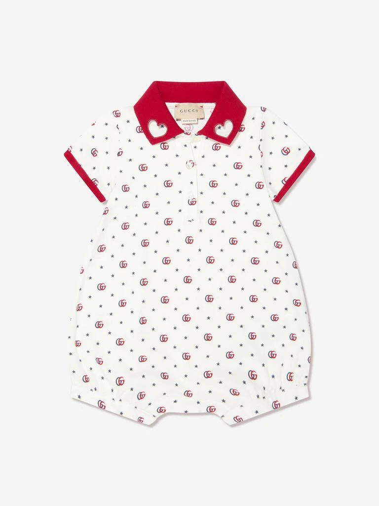 商品Gucci|Baby Girls GG Logo Romper in White,价格¥3123,第1张图片