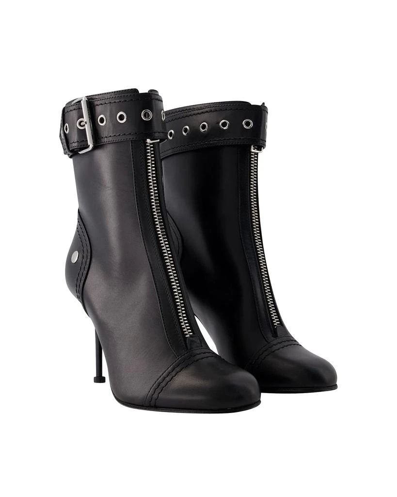 商品Alexander McQueen|High-heeled ankle boots - Alexander Mcqueen - Leather - Black/Silver,价格¥11194,第2张图片详细描述