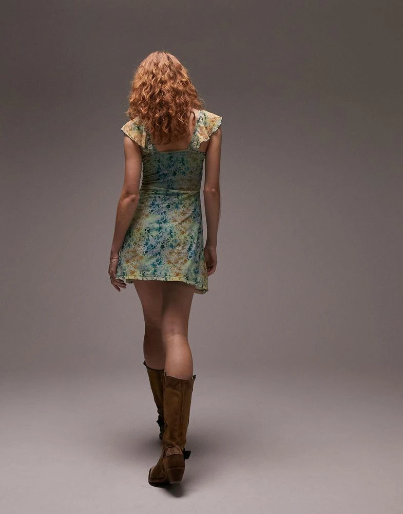 商品Topshop|Topshop floral print mini tea dress in multi,价格¥235,第3张图片详细描述