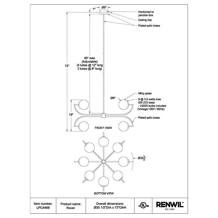 Ren-Wil Rover Eight Light Ceiling Fixture 商品
