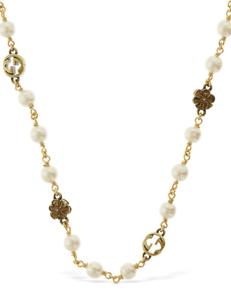 商品Gucci|Gg Flower Imitation Pearl Necklace,价格¥6869,第4张图片详细描述