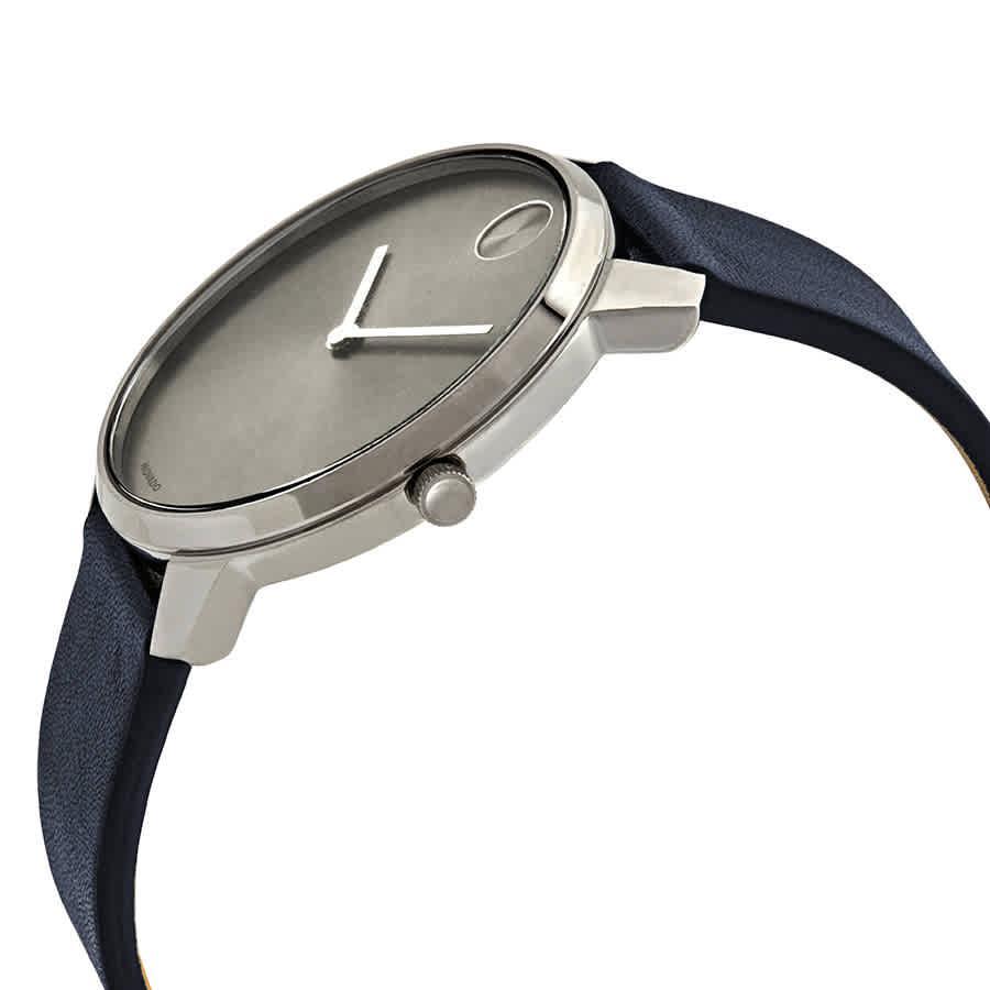商品Movado|Movado Bold Quartz Grey Dial Blue Leather Mens Watch 3600586,价格¥1523,第4张图片详细描述