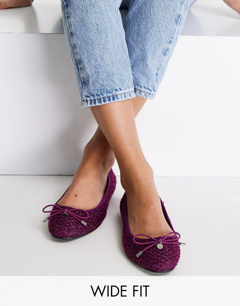 商品ASOS|ASOS DESIGN Wide Fit Lallie ballet flats in purple tweed,价格¥70,第1张图片