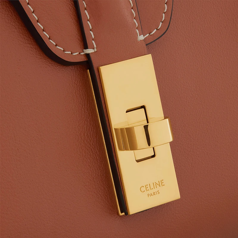 CELINE/赛琳   TEEN SOFT 16系列 女士棕褐色光滑小牛皮金扣斜挎单肩包 商品