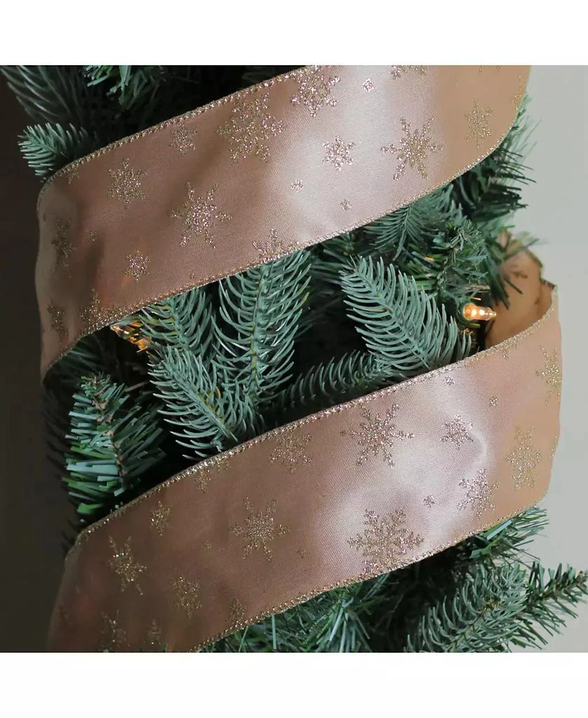 商品Northlight|Sparkling Gold Stars Wired Christmas Craft Ribbon 2.5" x 10 Yards,价格¥53,第2张图片详细描述