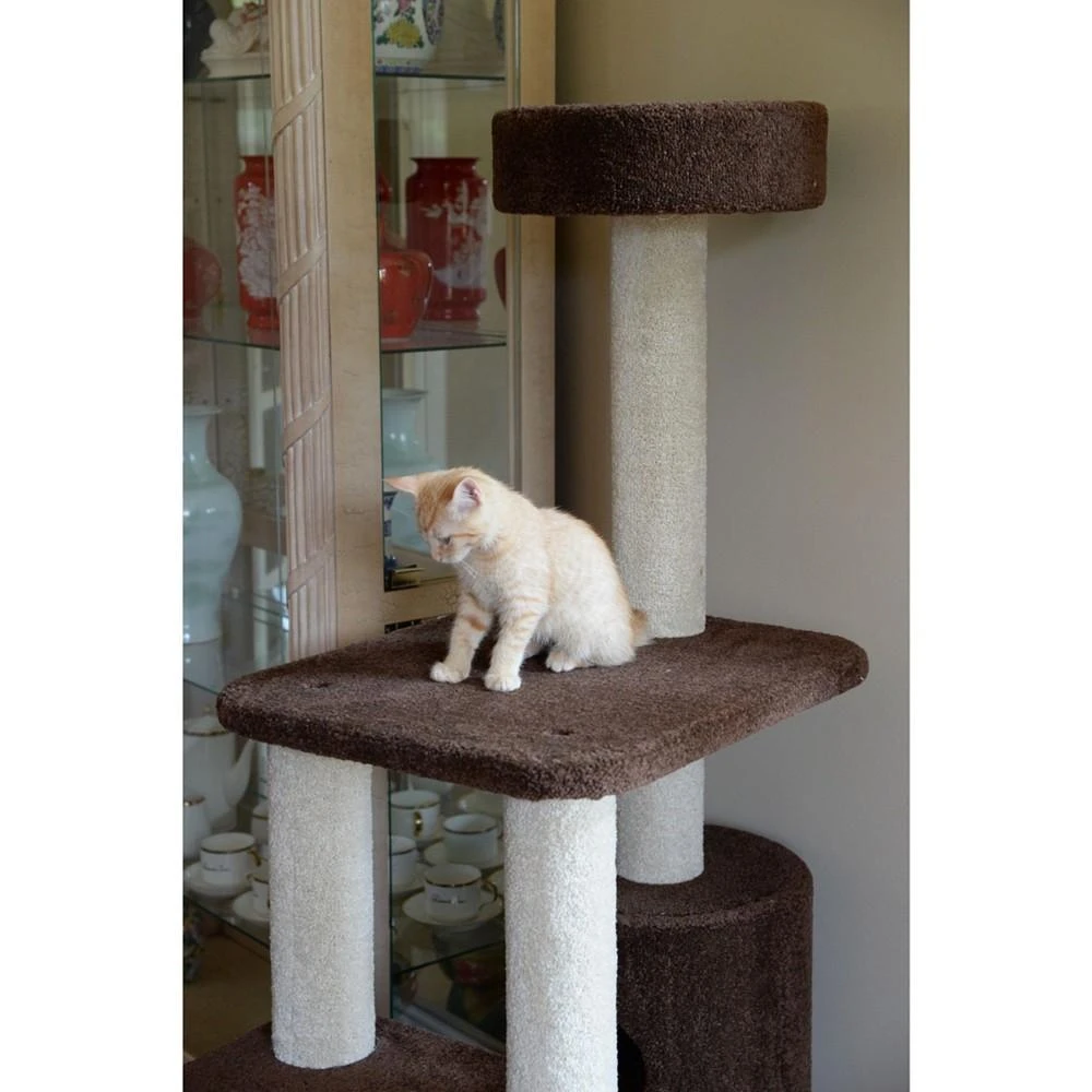 商品Macy's|3-Level Carpeted Real Wood Cat Tree Condo,价格¥2150,第4张图片详细描述