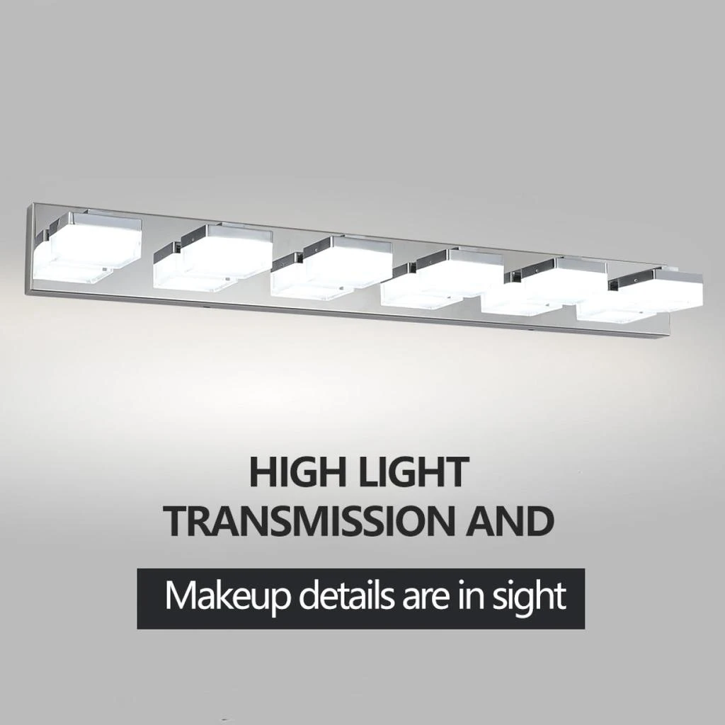 商品Simplie Fun|Modern 6-Light Chrome LED Vanity Mirror Light Fixture For Bathrooms And Makeup Tables,价格¥1502,第5张图片详细描述