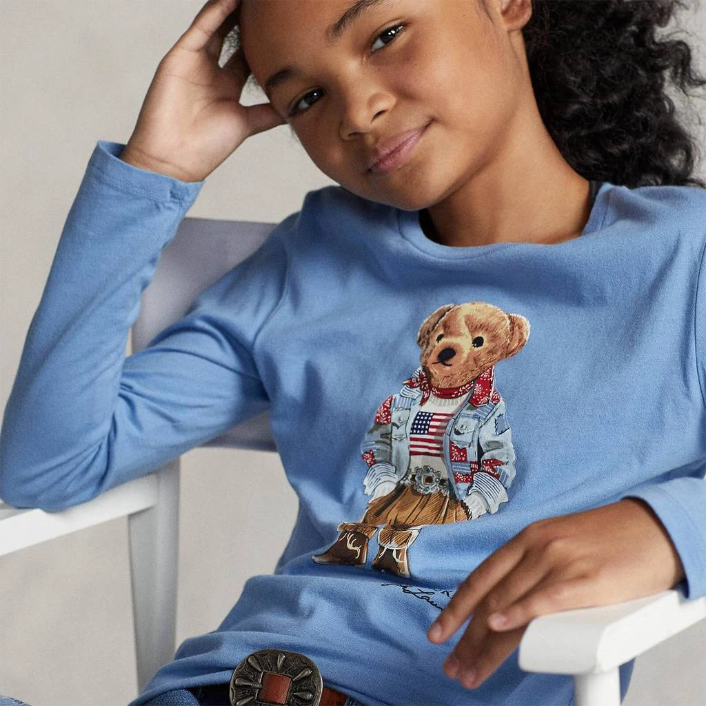 商品Ralph Lauren|Ralph Lauren Girls' Americana Bear T-Shirt - Sky Blue,价格¥291,第3张图片详细描述