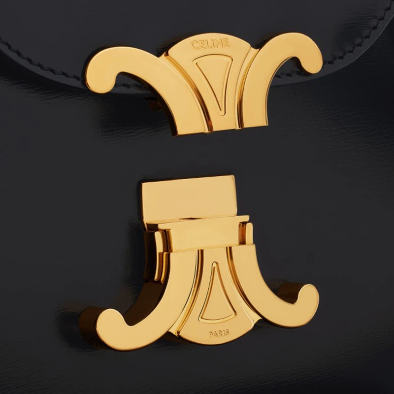 【包税】CELINE/赛琳 经典款BESACE TRIOMPHE系列 女士黑色牛皮革金扣金链翻盖开合链条包199273BF4.38NO 商品
