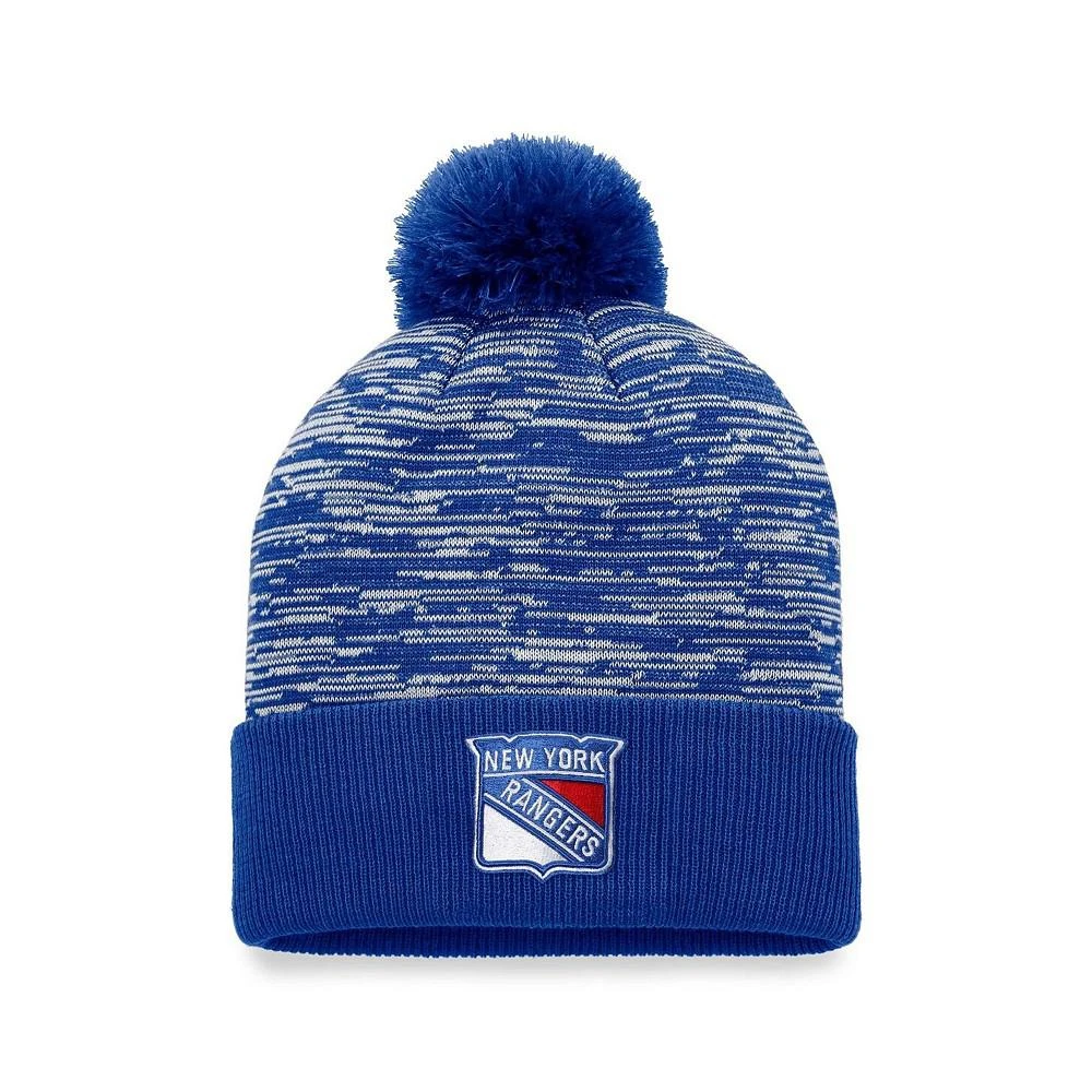 商品Fanatics|Men's Branded Blue New York Rangers Defender Cuffed Knit Hat with Pom,价格¥197,第1张图片