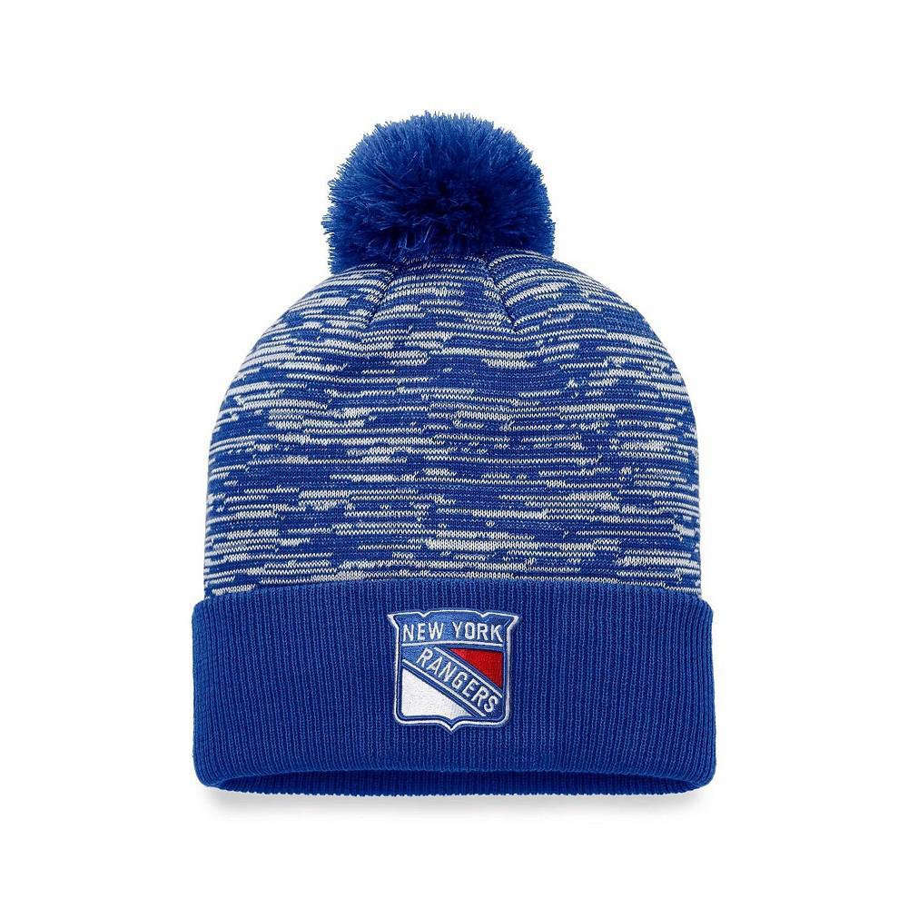 商品Fanatics|Men's Branded Blue New York Rangers Defender Cuffed Knit Hat with Pom,价格¥187,第1张图片